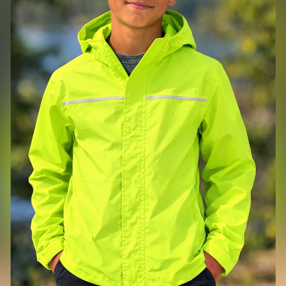 Patagonia Other - Patagonia H2No Boys Size 12 Neon Green Hooded Rain Jacket Waterproof Shell
